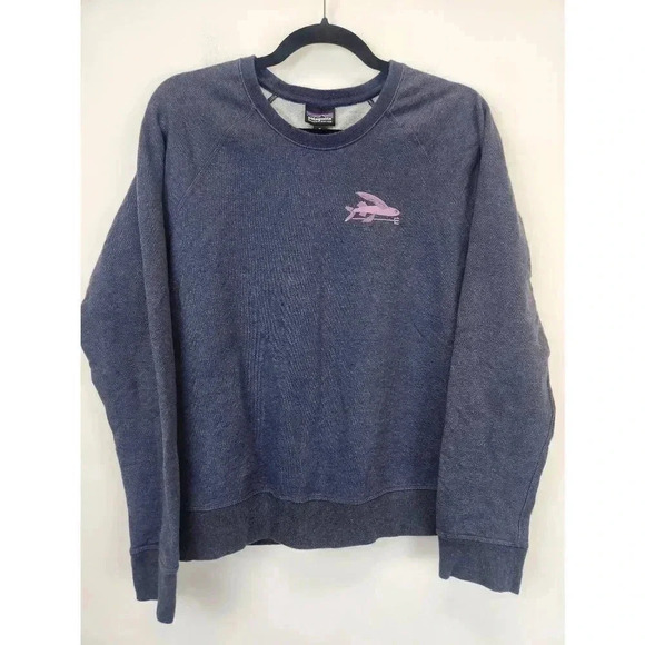 Patagonia Tops - Patagonia Organic Cotton Crewneck Sweatshirt Blue Flying Fish Womens Medium